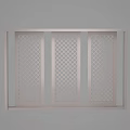 Modern Decorative Cabinet With Three Panel Lattice Design And Sleek Light Colored Frame 3d model