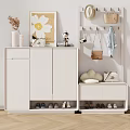 Modern White Shoe Cabinet With Storage Coat Rack Hats Bags And Shoes