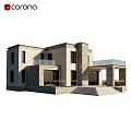 Modern Two Story House Exterior With Stone Wall Glass Railing Balcony And Steps