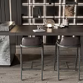 Modern Bar Counter With Marble Top And Two Stylish Bar Stools 3d model
