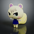 Game and Movie Character White Cartoon With Pink Ears Green Eyes Blue Dress Curly Tail