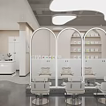 Modern Beauty Salon Interior Design With Stylish Mirrors Comfortable Chairs And Product Shelves
