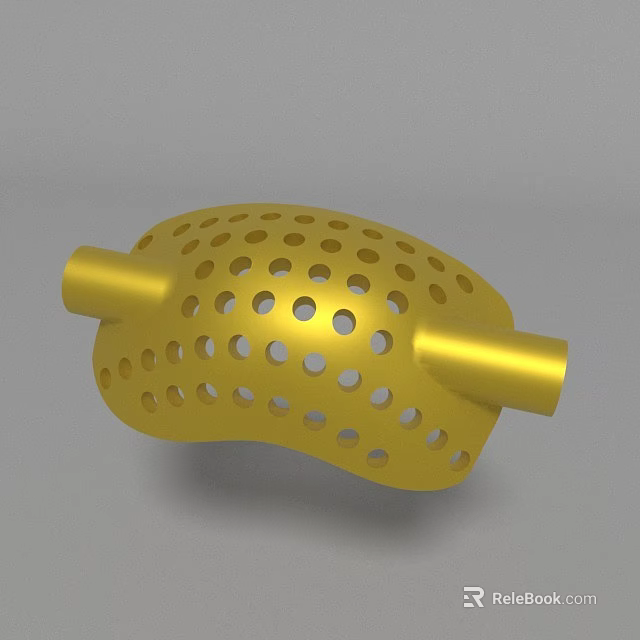 Yellow Perforated 3D Printed Component With Cylindrical Ends And Holes Structure 3d model