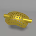 Yellow Perforated 3D Printed Component With Cylindrical Ends And Holes Structure 3d model