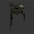 Detailed Green Armored Mech Warrior With Heavy Cannon And Striped Armor Plates