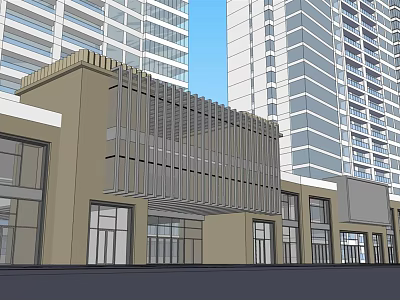 Modern High Rise Residential Building With Metal Grille Facade And Glass Windows 3d model
