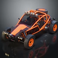 Orange Off Road Buggy with Exposed Frame Large Tires and Roof Lights
