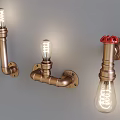 Vintage Industrial Metal Pipe Wall Sconces With Exposed Bulbs And Retro Design
