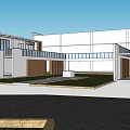 Commercial Street Modern Building Design With White Exterior Glass Elements And Wooden Accents
