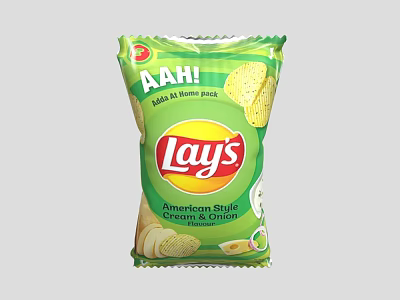Lays American Style Cream Onion Flavored Potato Chips Snack Pack 3d model Lays American Style Cream Onion Flavored Potato Chips Snack Pack 3d model