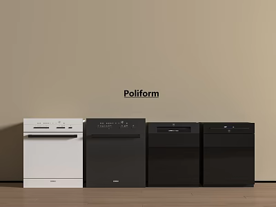 Poliform White And Black Dishwashers As Sleek Modern Kitchen Appliances 3d model