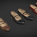 Classic Leather Mary Jane Shoes in Black Brown and Red