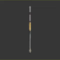 Ornate Long Handle Weapon With Gold Gray Accents And Decorative Details