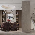 Modern Duplex Living Room Interior With Marble Wall And Wood Decor