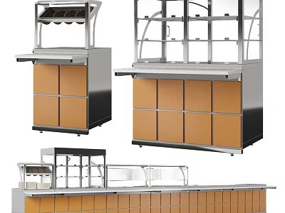 Sturdy Commercial Display Counters With Metal Frames Glass Panels And Wooden Bodies 3d model