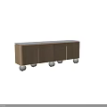 Modern Wooden Chest of Drawers with Cabinet Doors and White Spherical Legs Design