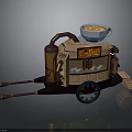 Vintage Coffee Cart Design With Coffee Cup Sign Wheel And Pipes