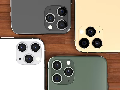Latest Smartphones Featuring Multiple Rear Cameras And Various Color Options 3d model