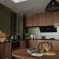 Modern Restaurant Interior Design With Wooden Cabinets Dining Table Chairs And Checkered Rug