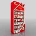 Red Multi Layer Display Shelf With Canned Products And Brand Logo 3d model