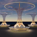 Artistic Modern White Woven Mushroom Shaped Landscape Seats With Lighting Base