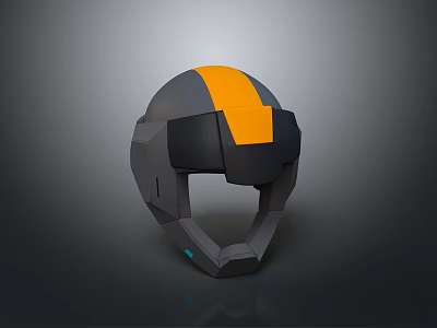 Tactical Weapon Helmet With Modern Gray Black And Orange Futuristic Design 3d model
