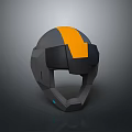 Tactical Weapon Helmet With Modern Gray Black And Orange Futuristic Design