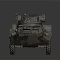 Military Armored Vehicle With Camouflage Paint Multiple Wheels And Top Mounted Weapons