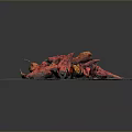Dried Chili Peppers Arranged On A Black Plate With Dark Background 3d model