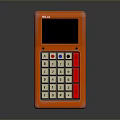 Orange Portable Calculator With Digital Screen And White Buttons Design