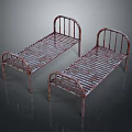 Two Rusted Metal Bed Frames Featuring Vintage Industrial Style For Bedroom Furniture