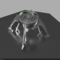 Futuristic Aircraft With Circular Transparent Canopy Green Glowing Ring And Metallic Legs