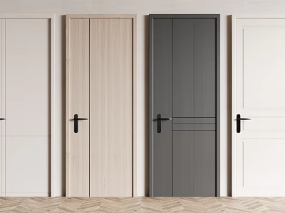 Various Hinged Doors in Wooden Gray and White Finishes for Interior Spaces 3d model