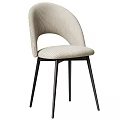 Modern Single Chair With Curved Backrest Upholstered Seat Black Metal Legs And Multiple Color Choices