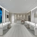 Modern Elegant Jewelry Storefront With Glass Display Windows And Jewelry Displays