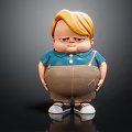 Cartoon Boy Character With Blonde Hair Blue Shirt Brown Overalls And White Shoes
