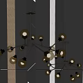 Elegant Modern Branched Chandelier With Black Metal Frame And Glass Bulbs