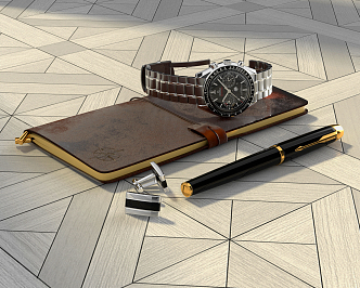 Modern notebook office stationery combination 3d model