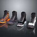 Assorted Design High Top Outdoor Boots Featuring Black Gray White Orange Colors and Thick Soles