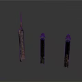 Ancient Bronze Metal Equipment with Various Shapes Including Tall Slender Rod and Short Decorative Patterns