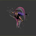 Woman In Elaborate Armored Outfit Wielding Sword With Dynamic Shattering Effects