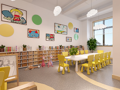 Modern Kindergarten Art Room 3d model