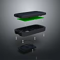 Disassembled Laptop Computer Structure With Upper Lower Components And Internal Parts Design