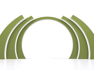 Modern Green Curved Layered Event Entrance Stylish Design With White Trim 3d model