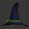 Purple Witch Hat With Green Band And Yellow Crescent Decoration For Daily Use