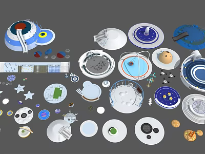 Colorful Playground Equipment With Circular Structures And Interactive Modules For Kids 3d model