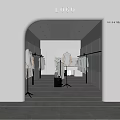 Modern Minimalist Clothing Store Interior With Clothing Racks Mannequins And Hanging Apparel