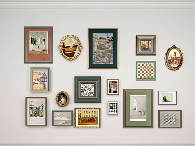 Landscape Paintings on Wall with Various Styles Sizes and Frame Designs 3d model