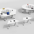 Versatile Functional Desks Including Hexagonal Round and Adjustable Designs for Office Study Spaces 3d model