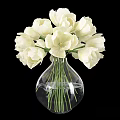 Beautiful White Tulips Arranged in Transparent Glass Vase with Clear Water